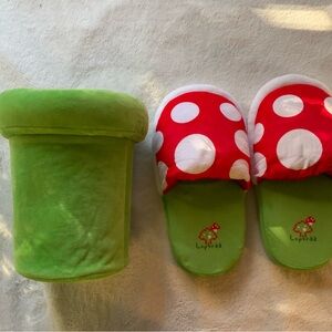 Nintendo Green and Red Mushroom Slippers from super Mario brothers